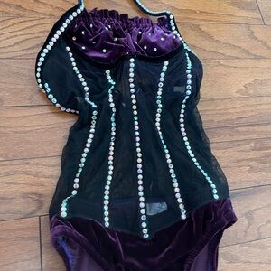 Black and Purple Dance Costume with Shimmering Embellishments